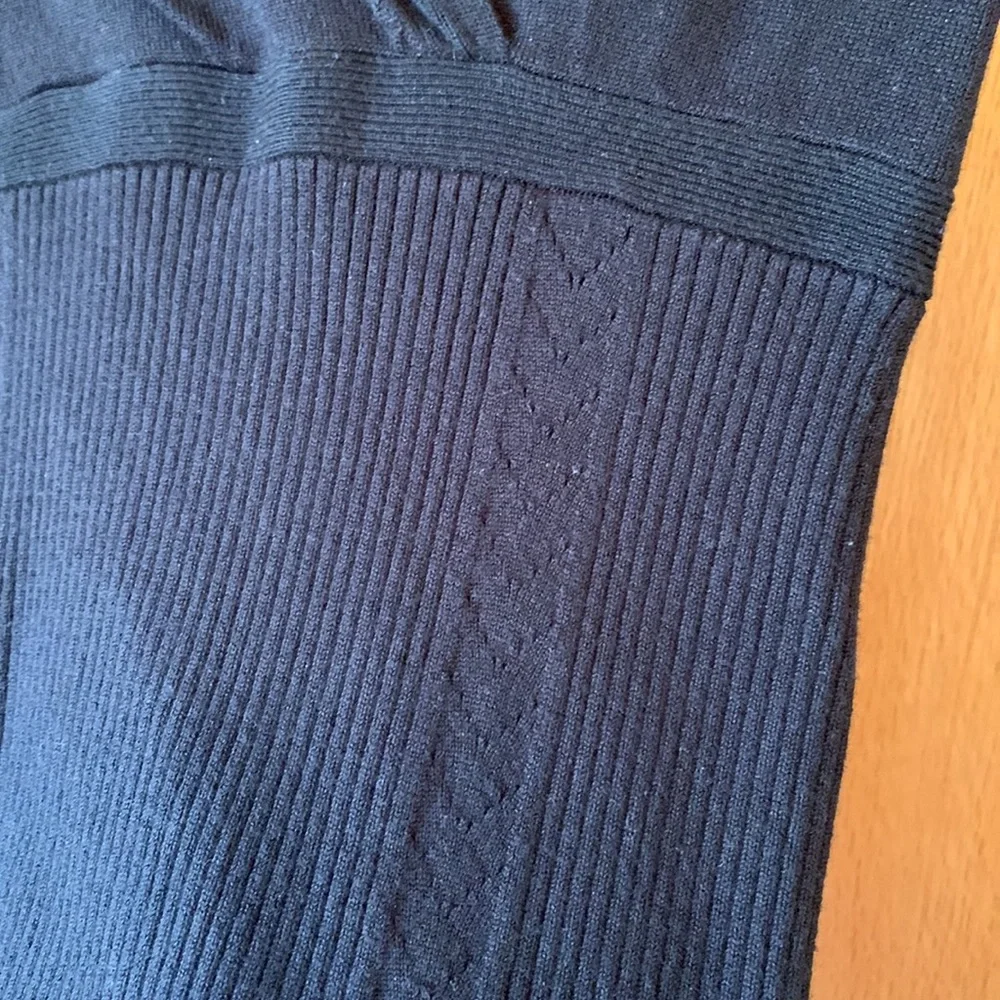 Axcess crossover v neck fitted slim ribbed thin knit black rayon nylon sweater